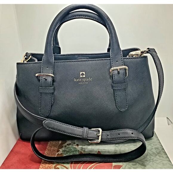 Kate Spade Cove Street Provence Bag Black Double Handle Crossbody Strap Clean